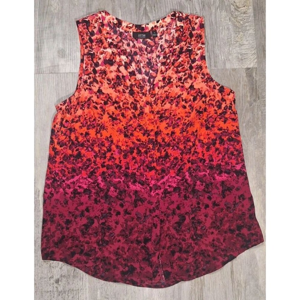 Apt 9 Womens Small Blouse Sleeveless Ombre Purple Pink Orange Lightweight V-Neck